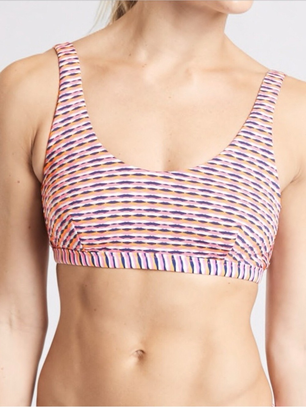 Athleta Marbella Scoop Bikini Top in Pink Multi NWT XS